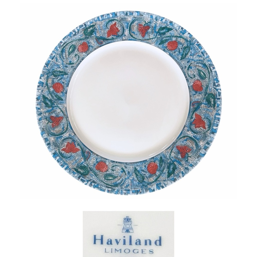 One Dinner Plate Haviland Fruits et Mosaique de Marie Limoge France No Trim 9.5”